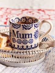 Emma Bridgewater Cream Blue Hen & Border Mum 1/2 Pint Mug - Image 1 of 5