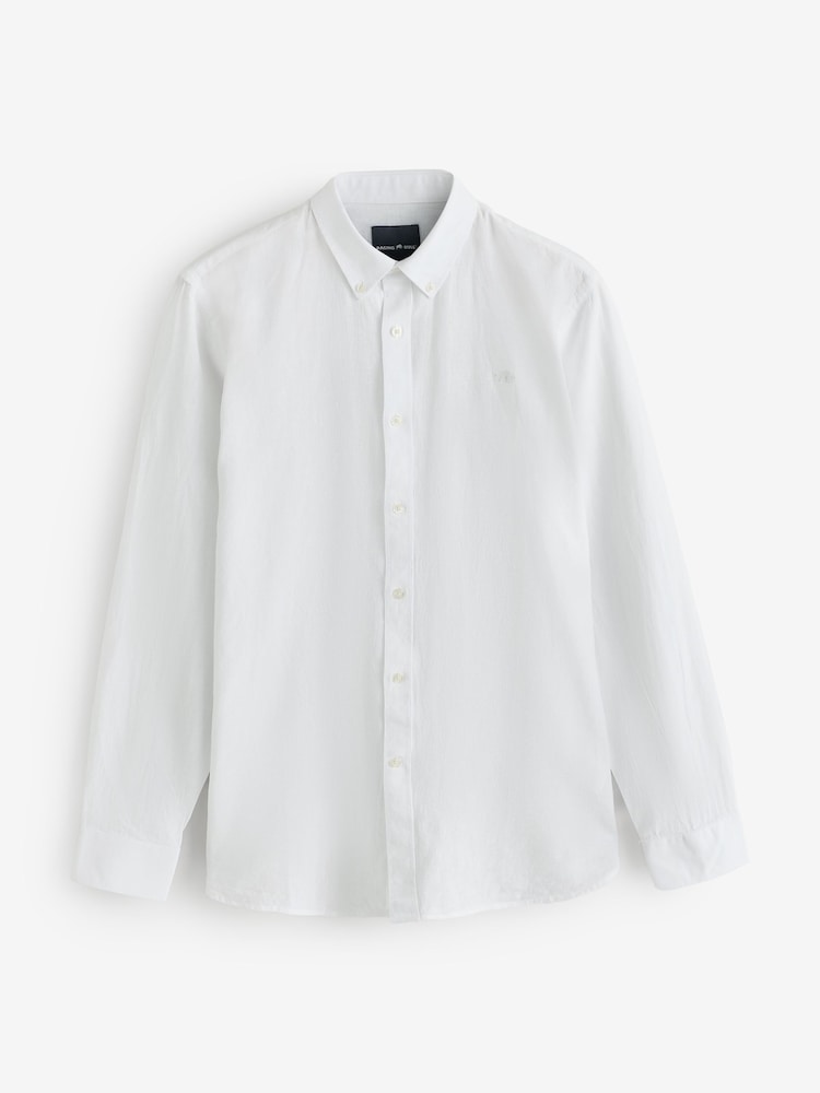 Raging Bull White Long Sleeve Classic Linen Shirt - Image 1 of 1