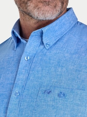 Raging Bull Blue Short Sleeve Classic Linen Shirt - Image 4 of 4