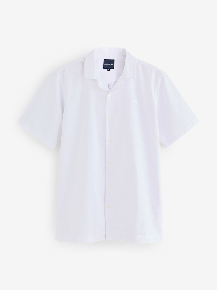 Raging Bull White Short Sleeve Seersucker Revere Collar Shirt - Image 1 of 1