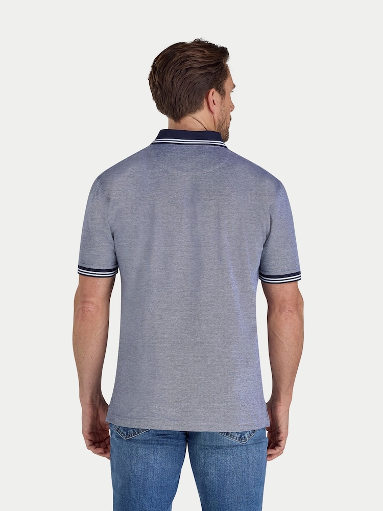 Raging Bull Blue Tipped Collar Two Tone Pique Polo Shirt - Image 2 of 4 Raging Bull Blue Tipped Collar Two Tone Pique Polo Shirt - Image 2 of 4