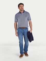Raging Bull Blue Tipped Collar Two Tone Pique Polo Shirt - Image 3 of 4