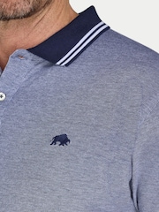 Raging Bull Blue Tipped Collar Two Tone Pique Polo Shirt - Image 4 of 4