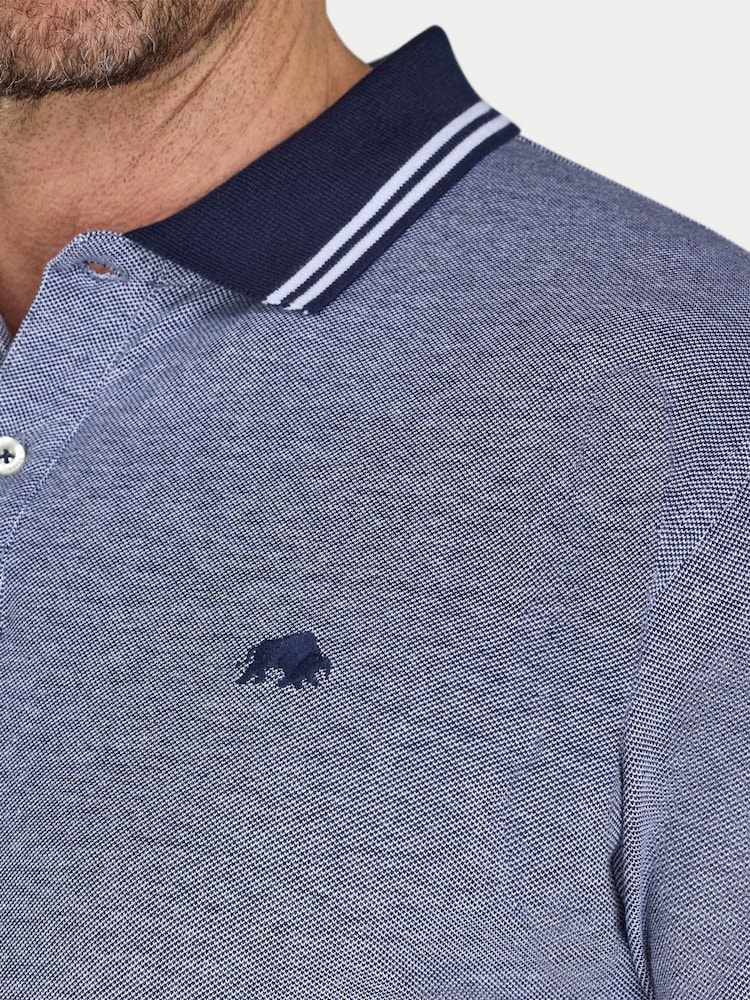 Raging Bull Blue Tipped Collar Two Tone Pique Polo Shirt - Image 4 of 4 Raging Bull Blue Tipped Collar Two Tone Pique Polo Shirt - Image 4 of 4