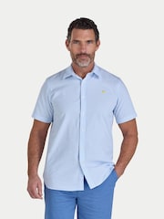 Raging Bull Blue Short Sleeve Bournmouth Stripe Linen Shirt - Image 1 of 6