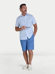 Raging Bull Blue Short Sleeve Bournmouth Stripe Linen Shirt - Image 3 of 6