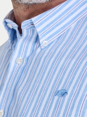 Raging Bull Blue Short Sleeve Bournmouth Stripe Linen Shirt - Image 5 of 6