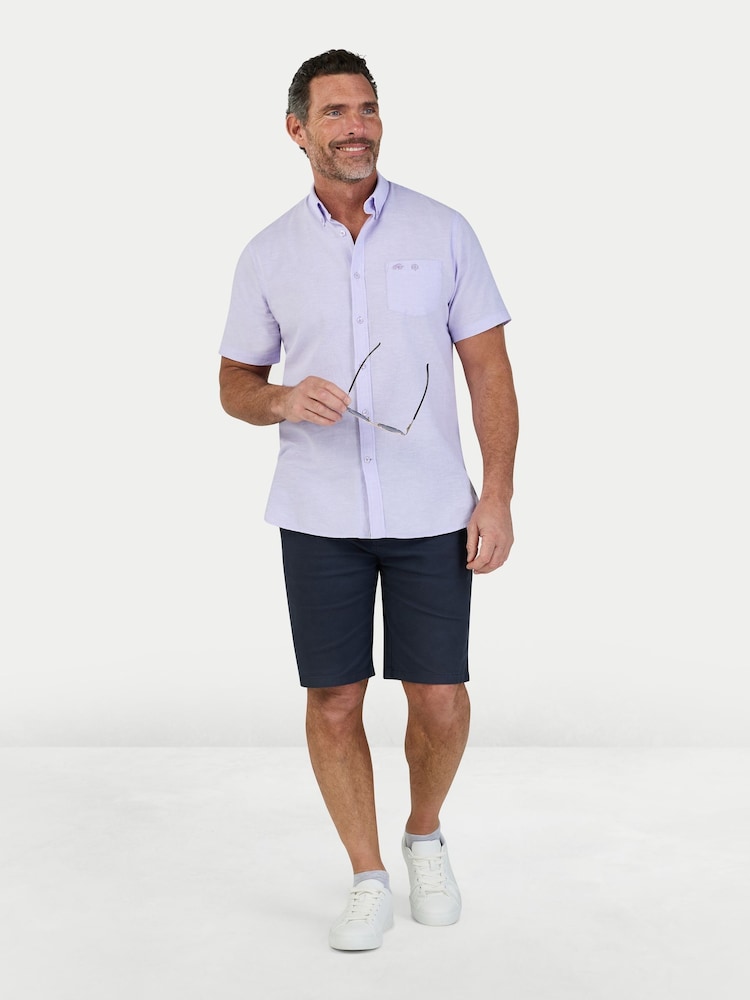 Raging Bull Purple Short Sleeve Classic Linen Shirt - Image 2 of 4