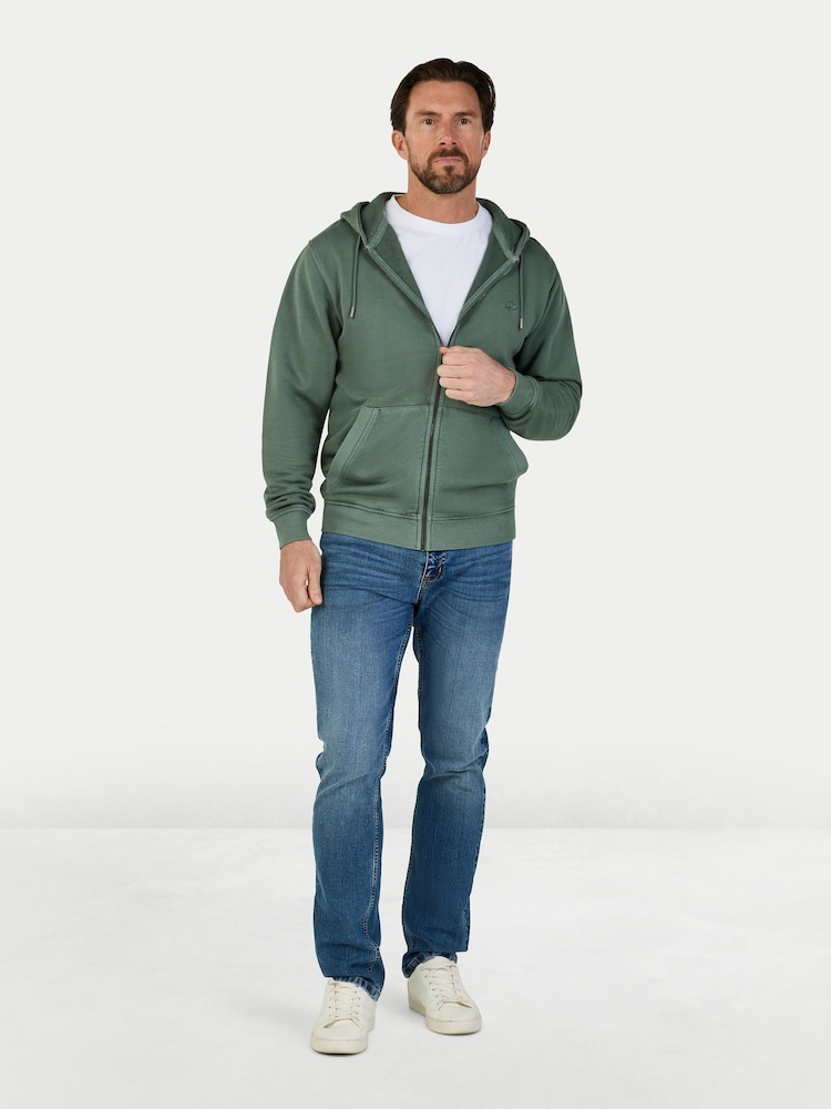 Raging Bull Green Garment Dyed Zip Hoodie Sweat Top - Image 2 of 4