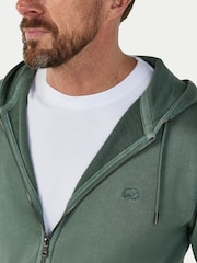Raging Bull Green Garment Dyed Zip Hoodie Sweat Top - Image 4 of 4