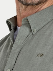 Raging Bull Green Classic Long Sleeve Linen Shirt - Image 4 of 4