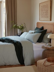 Secret Linen Store Teal Billy Stripe Brushed 100% Cotton Pillowcase - Image 2 of 5