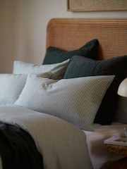 Secret Linen Store Teal Billy Stripe Brushed 100% Cotton Pillowcase - Image 3 of 5