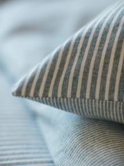 Secret Linen Store Teal Billy Stripe Brushed 100% Cotton Pillowcase - Image 4 of 5