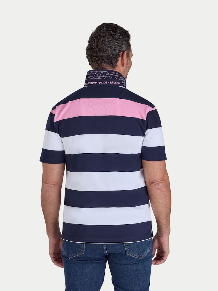 Raging Bull Irregular Stripe Blue Rugby Shirt - Image 2 of 5 Raging Bull Irregular Stripe Blue Rugby Shirt - Image 2 of 5