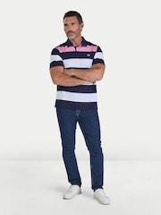 Raging Bull Irregular Stripe Blue Rugby Shirt - Image 3 of 5