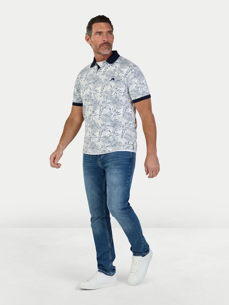 Raging Bull White Reverse Print Floral Jersey Polo Shirt - Image 2 of 4
