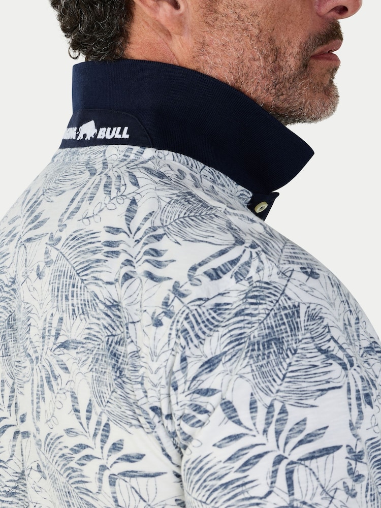 Raging Bull White Reverse Print Floral Jersey Polo Shirt - Image 4 of 4