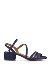 Jones Bootmaker Navy Suede Wide Fit Ginette Leather Sandals - Image 1 of 6