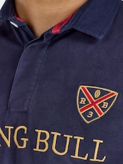 Raging Bull Diagonal Panel Blue Rugby Shirt - Image 4 of 4