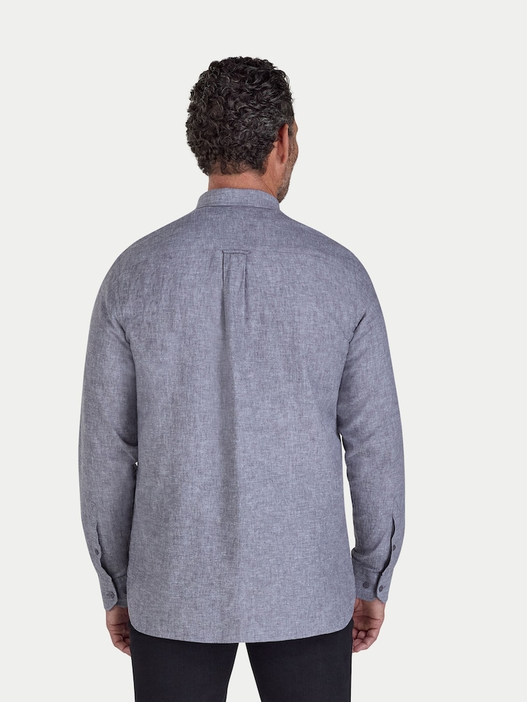 Raging Bull Long Sleeve Classic Linen Grey Shirt - Image 2 of 4