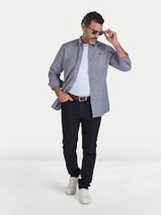 Raging Bull Long Sleeve Classic Linen Grey Shirt - Image 3 of 4