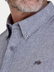 Raging Bull Long Sleeve Classic Linen Grey Shirt - Image 4 of 4