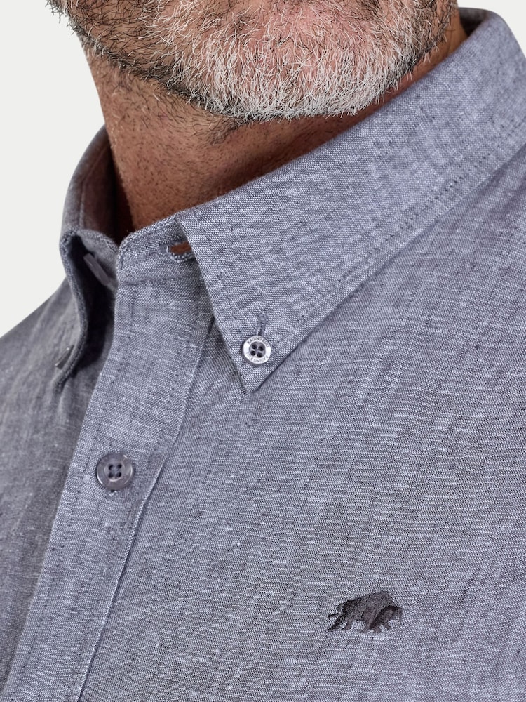 Raging Bull Long Sleeve Classic Linen Grey Shirt - Image 4 of 4