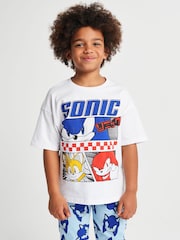Brand Threads Blue Sonic The Hedgehog Long Leg Pyjamas - Image 1 of 6