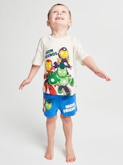 Brand Threads Blue Iron Man & His Awesome Friends Pyjamas Set - Image 3 of 6