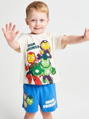 Brand Threads Blue Iron Man & His Awesome Friends Pyjamas Set - Image 4 of 6