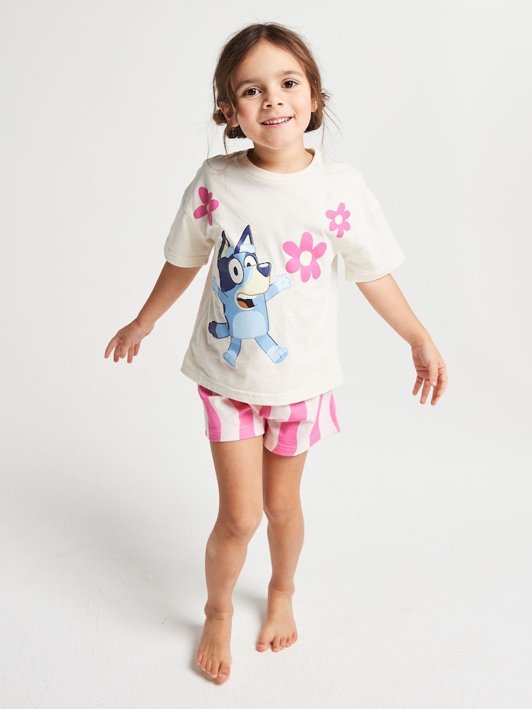 Brand Threads Pink Bluey Short Pyjamas Set - Image 1 of 6
