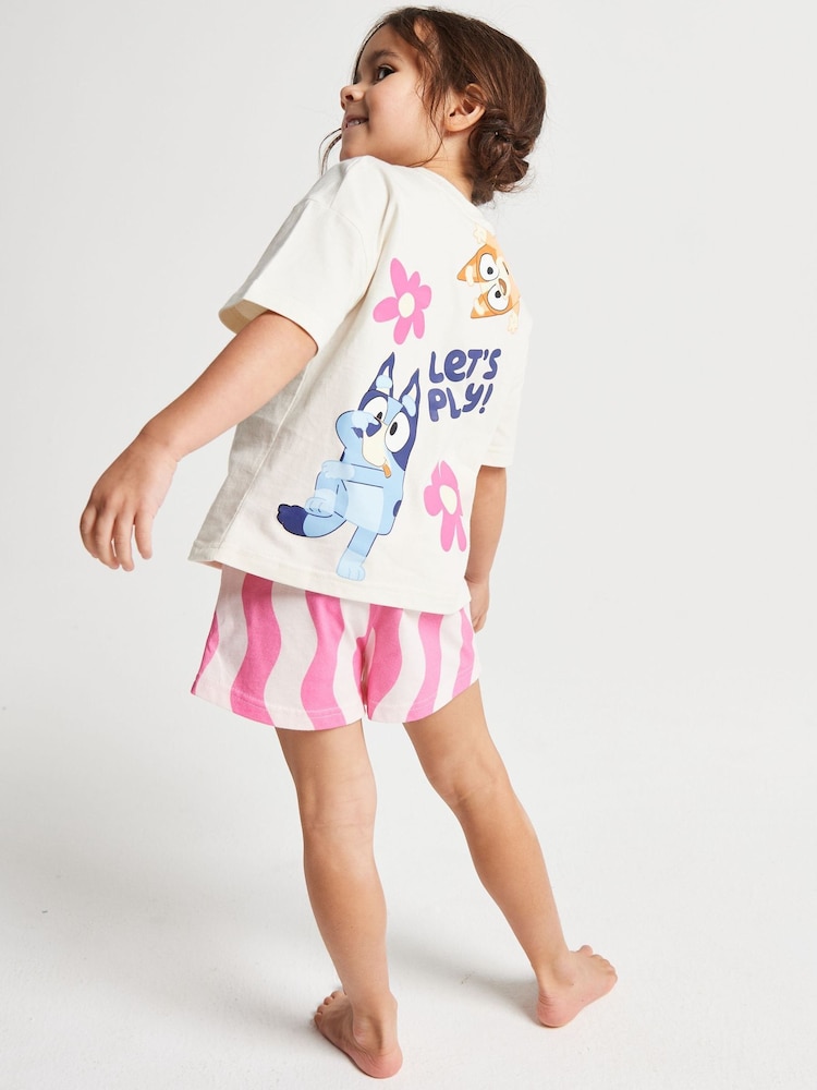 Brand Threads Pink Bluey Short Pyjamas Set - Image 2 of 6