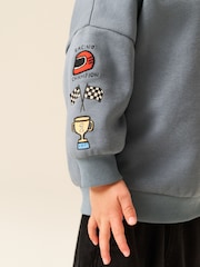 Grey Back Printed Crew Neck Sweat Top (3mths-7yrs) - Image 4 of 5