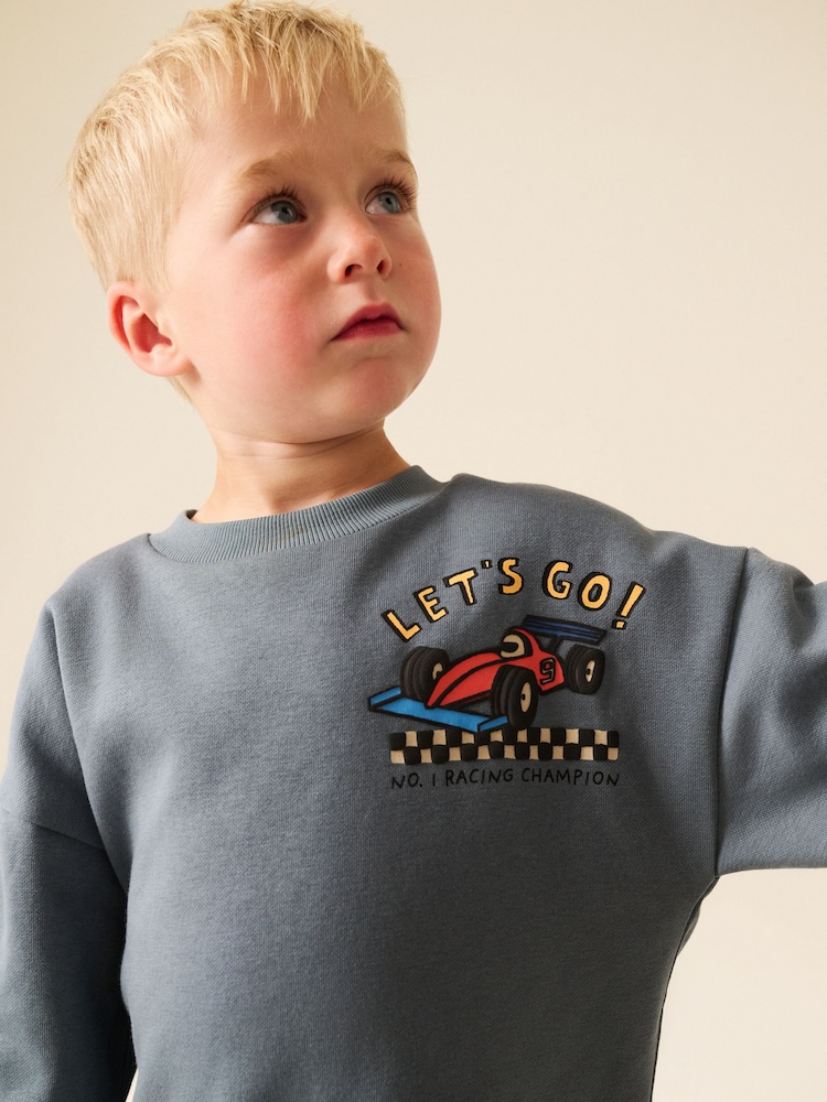 Grey Back Printed Crew Neck Sweat Top (3mths-7yrs) - Image 5 of 5