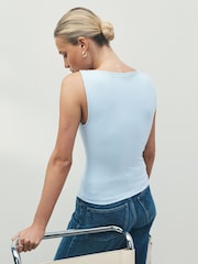 Blue Soft Touch Slinky Boat Neck Sleeveless Top - Image 3 of 7