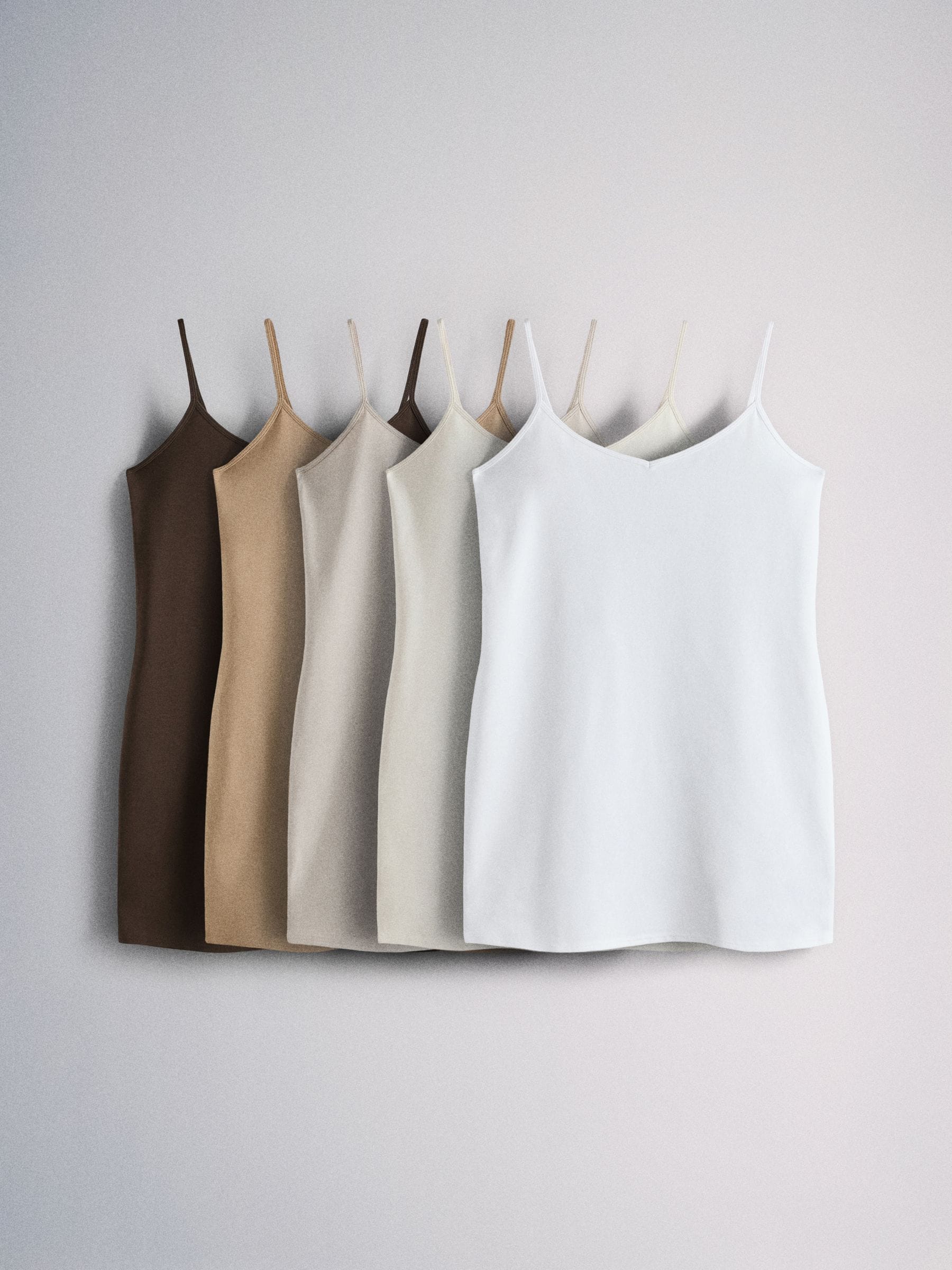 Buy The Set 5 Pack Longline Cami Vests Brown/Neutral/Cream/White