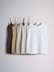 The Set 5 Pack Longline Cami Vests Brown/Neutral/Cream/White - Image 1 of 6
