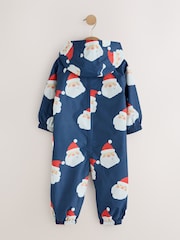 Navy Santa Waterproof Fleece Lined Puddlesuit (3mths-7yrs) - Image 7 of 10