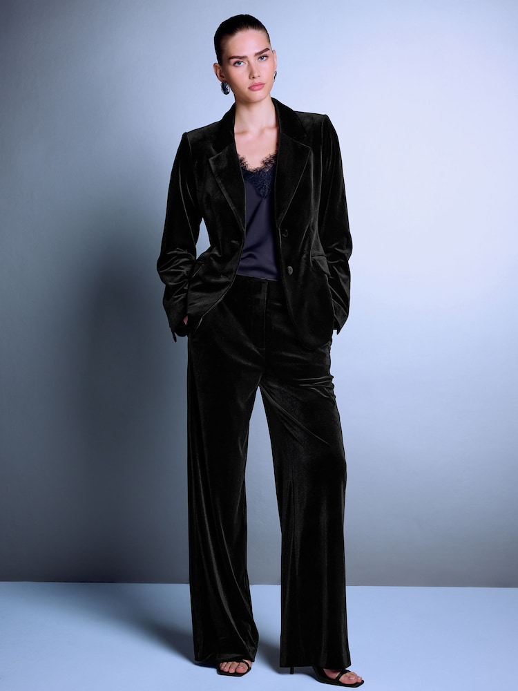 Black Velvet Single Breasted Blazer - Image 2 of 7 Black Velvet Single Breasted Blazer - Image 2 of 7