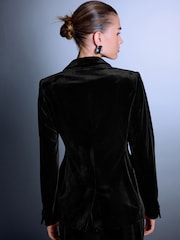 Black Velvet Single Breasted Blazer - Image 3 of 7