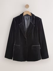 Black Velvet Single Breasted Blazer - Image 5 of 7