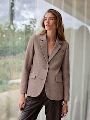 Burgundy Dogtooth Single Breasted Blazer With Wool - Image 2 of 5