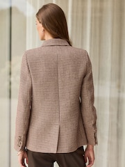 Burgundy Dogtooth Single Breasted Blazer With Wool - Image 3 of 5