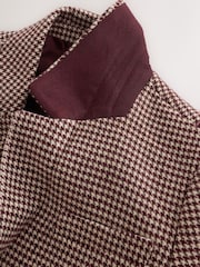 Burgundy Dogtooth N.Premium Single Breasted Blazer With Wool - Image 6 of 11