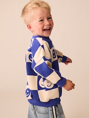 Blue Checkerboard All Over Printed Crew Neck Sweat Top (3mths-7yrs) - Image 2 of 4