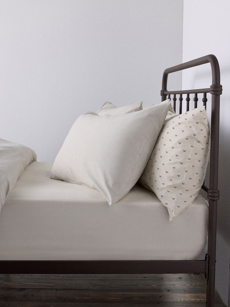 The Set 8 Piece Natural Geo/Fine Stripe Duvet Cover and Pillowcase Set with Fitted Sheets - Image 6 of 6