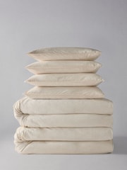 The Set 2 Pack Cream Washed Cotton Bedsets with Fitted Sheets - Image 1 of 4