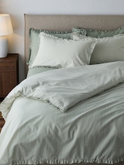 The Set 8 Piece Green/Stripe Frill Duvet Cover and Pillowcase Set with Fitted Sheets - Image 1 of 4