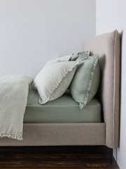 The Set 8 Piece Green/Stripe Frill Duvet Cover and Pillowcase Set with Fitted Sheets - Image 2 of 4